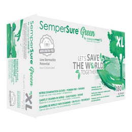 Sempermed USA Exam Glove SemperSure™ X-Large NonSterile Nitrile Standard Cuff Length Textured Fingertips Green Chemo Tested - Case of 1800 - SUNG205-CS