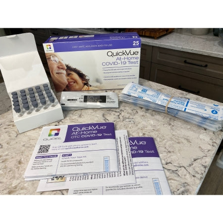 Quidel Respiratory Test Kit QuickVue® At-Home OTC COVID-19 Test Nasal Swab Sample 25 Tests - KT/25 - 20398-KT