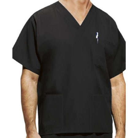 Standard Textile Scrub Shirt 2X-Large Black 2 Pockets Short Sleeve Unisex - Each - 82C00736-EA