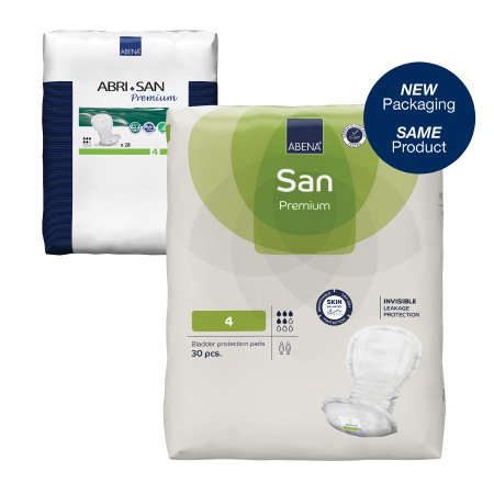 Abena North America Bladder Control Pad Abri-San™ Premium #4 15.4 Inch Length Heavy Absorbency Fluff / Polymer Core One Size Fits Most - Case of 252 - 9271-CS