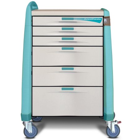 Capsa Solutions Procedure Cart Avalo Series Steel Frame Light Cream / Green - Each - AM-AN-STD-KEY-GR-EA