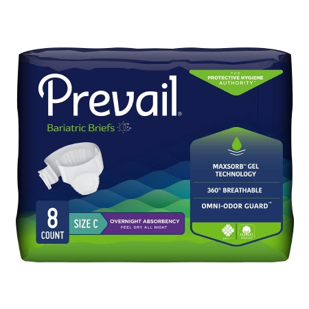 First Quality Unisex Adult Incontinence Brief Prevail® Bariatric Size C Disposable Heavy Absorbency - Case of 4 - PV-110-CS