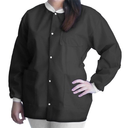 Dukal Lab Jacket FitMe™ Black Small Hip Length Disposable - Case of 50 - UGJ-6500-S-CS