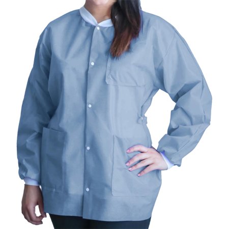 Dukal Lab Jacket FitMe™ Ceil Blue Small Hip Length Disposable - Case of 50 - UGJ-6503-S-CS