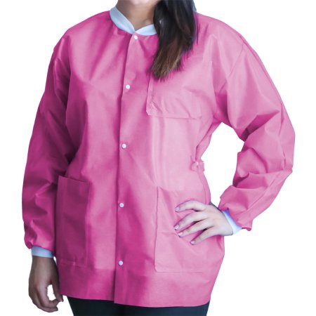 Dukal Lab Jacket FitMe™ Bubblegum Pink X-Large Hip Length Disposable - Case of 50 - UGJ-6510-XL-CS