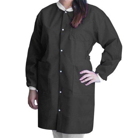 Dukal Lab Coat FitMe™ Black Medium Knee Length Disposable - Case of 50 - UGC-6600-M-CS