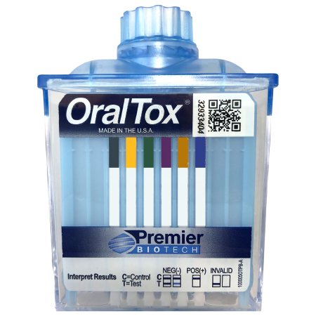Premier Biotech Drugs of Abuse Test Kit OralTox® 5-Drug Panel AMP, COC, OPI, PCP, THC Saliva Sample 25 Tests CLIA Moderate Complexity - Case of 1 - OT-80504-CS