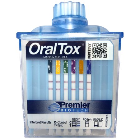 Premier Biotech Drugs of Abuse Test Kit OralTox® AMP, COC, mAMP/MET, OPI, THC 25 Tests CLIA Non-Waived - Case of 1 - OT-80605-CS