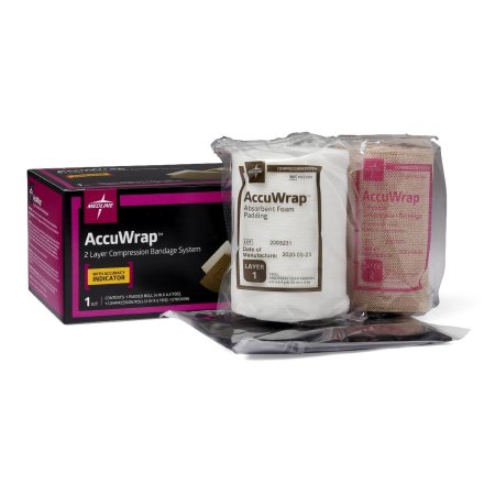 Medline 2 Layer Compression Bandage System AccuWrap™ 4 Inch X 4.4 Yard / 4 Inch X 6 Yard Full Leg NonSterile 30 to 40 mmHg - Case of 8 - MSC7800-CS