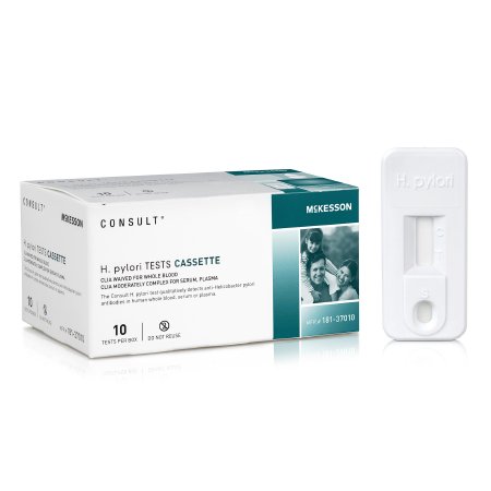 McKesson H. Pylori Test Kit McKesson Infectious Disease Immunoassay H. Pylori Whole Blood / Serum / Plasma Sample 10 Tests CLIA Waived for Whole Blood / CLIA Moderate Complexity for Serum, Plasma - KT/1 - 181-37010-KT