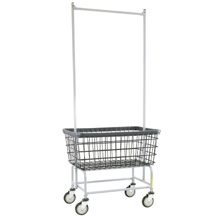 R & B Wire Products Laundry Cart with Double Pole Rack Dura-Seven™ 4.5 Bushel Capacity Steel Tubing 5 Inch Clean Wheel System™ Casters - Each - 200F56/D7-EA