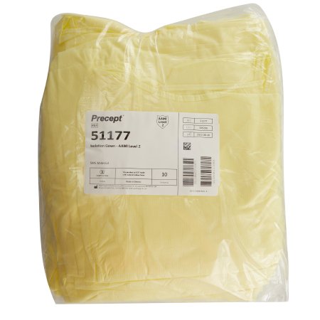 Aspen Surgical Products Protective Procedure Gown Precept® One Size Fits Most Yellow NonSterile AAMI Level 2 Disposable - Bag of 10 - 51177-BG