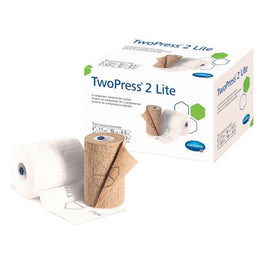 Hartmann 2 Layer Compression Bandage System with Visible Indicators TwoPress® 2 Lite 4 Inch X 7.1 Yard / 4 Inch X 8.9 Yard Self-Adherent Closure Tan / White NonSterile Standard Compression - KT/1 - 332021-KT