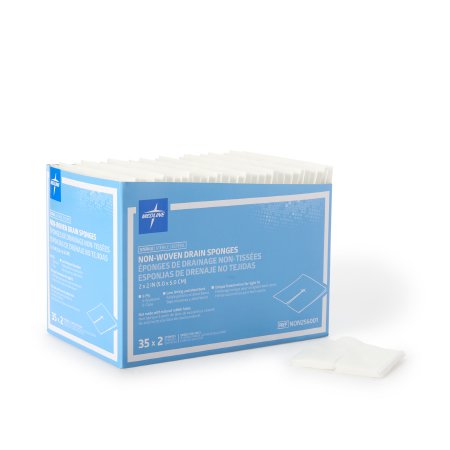 Medline Split Sponge 2 X 2 Inch Sterile 6-Ply - Box of 35 - NON256001-BX