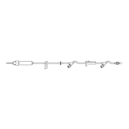 MedSource International Primary IV Administration Set MedSource Gravity 2 Ports 15 Drops / mL Drip Rate Without Filter 105 Inch Tubing - Case of 50 - MS-83105-CS