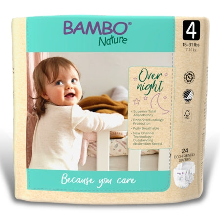Abena North America Unisex Baby Diaper Bambo® Nature Size 4 Disposable Heavy Absorbency - Pack of 24 - 1000021010-PK