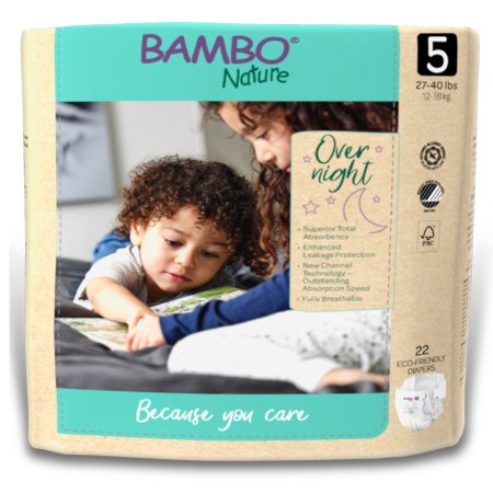 Abena North America Unisex Baby Diaper Bambo® Nature Size 5 Disposable Heavy Absorbency - Pack of 22 - 1000021011-PK