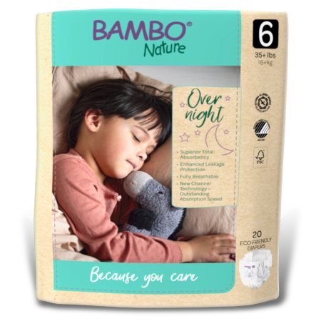 Abena North America Unisex Baby Diaper Bambo® Nature Size 6 Disposable Heavy Absorbency - Case of 80 - 1000021012-CS