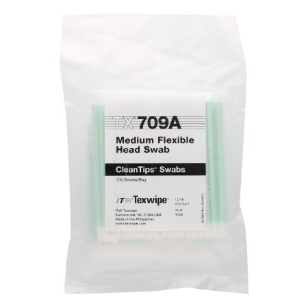 Texwipe Cleanroom Swabstick Cleanfoam® White / Green NonSterile Foam / Nylon 4.1 Inch Length Disposable - Case of 1000 - TX709A-CS