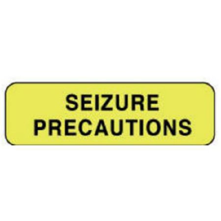 Precision Dynamics Pre-Printed Label pdc Warning Label Yellow Paper Seizure Precautions Black Alert Label 1-1/4 Inch - Roll of 1 - 59704903-RL