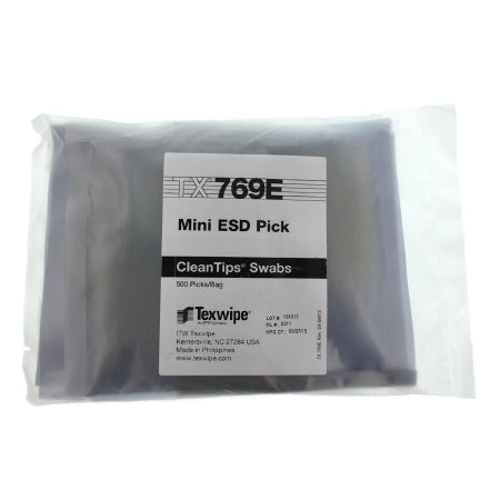 Texwipe Cleanroom Swabstick ESD-Safe Natural NonSterile Polymer 1 mm Head Diameter X 2-3/5 Inch Length Disposable - Case of 2500 - TX769E-CS