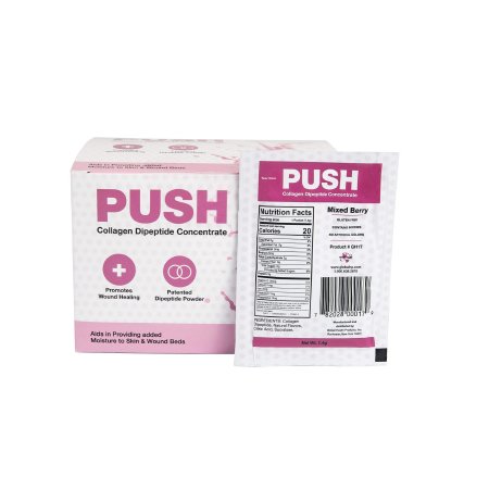 Global Health Products Oral Supplement PUSH Collagen Dipeptide Concentrate Mixed Berry Flavor Powder 7.4 Gram Individual Packet - Box of 30 - GH-17B-BX
