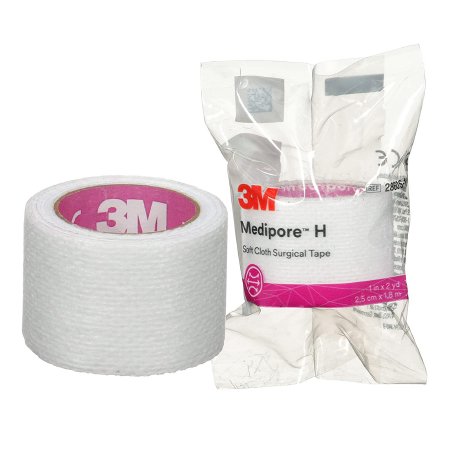 3M Perforated Medical Tape 3M™ Medipore™ H White 1 Inch X 2 Yard Soft Cloth NonSterile - Case of 72 - 2860S-1-CS