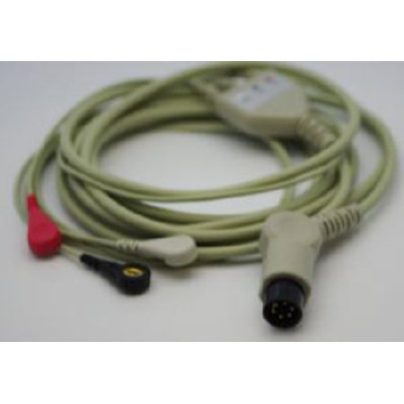 EdanUSA & MDPro ECG Cable 3 Lead SNAP HEAD 45 degree angle For use with Criticare Datascope 602A-A, Poet 2 - Each - 2340S-EA