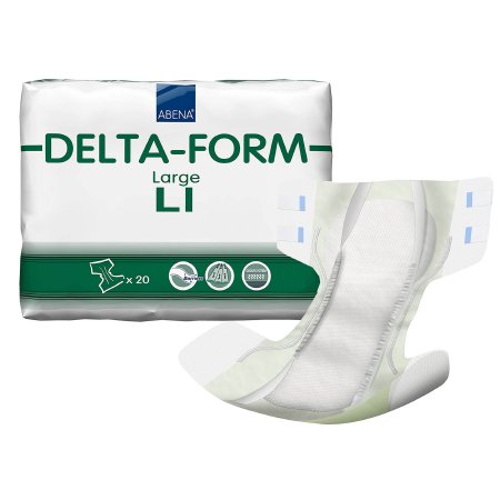 Abena North America Unisex Adult Incontinence Brief Abena® Delta-Form L1 Large Disposable Heavy Absorbency - Case of 80 - 308853-CS