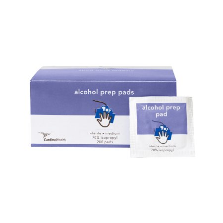 Cardinal Alcohol Prep Pad Cardinal Health 70% Strength Isopropyl Alcohol Individual Packet Medium Sterile - Case of 4000 - MW-APM-CS