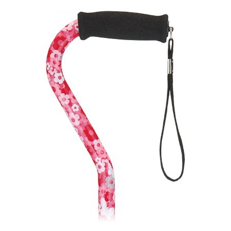 Nova Ortho-Med Offset Cane Nova Aluminum 30 to 39 Inch Height Pink Petal Power Print - Case of 2 - 1070PP-CS