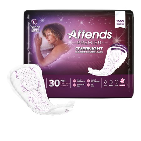 Attends Healthcare Products Bladder Control Pad Attends Premier 15 Inch Length Heavy Absorbency Polymer Core One Size Fits Most - Case of 120 - ALI-ONBCP-CS