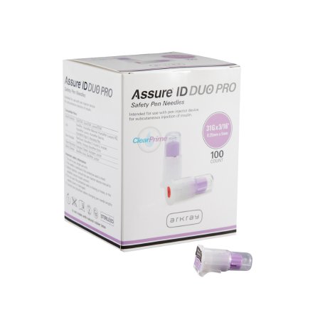 Arkray USA Safety Insulin Pen Needle Assure® ID DUO Pro 31 Gauge 5 mm Length Automatic Safety With Back-End Shield - Box of 100 - 277531-BX