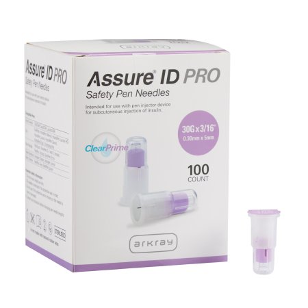 Arkray USA Safety Insulin Pen Needle Assure® ID Pro 30 Gauge 5 mm Length Automatic Safety Without Back-End Shield - Box of 100 - 276530-BX