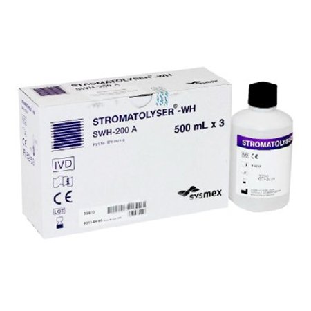 Sysmex America Reagent Stromatolyser®-WH Hematology HGB / WBC Count For Sysmex Automated Hematology Analyzers 3 X 500 mL - Box of 1 - SWH-200A-BX