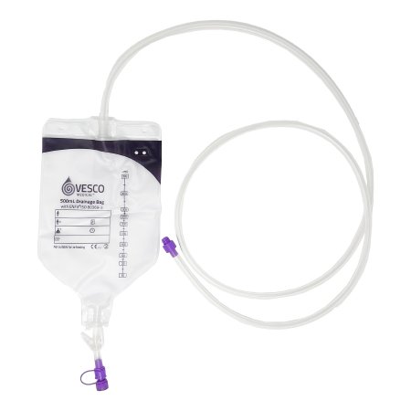 Vesco Medical Enteral Drainage Bag with ENFit™ Connector Vesco Medical™ 2 Inch 500 mL Sterile - Case of 30 - VED-010EO-CS