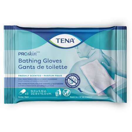 Essity HMS North America Inc Rinse-Free Bathing Glove Wipe TENA® ProSkin™ Soft Pack Water / PEG-8 / Dimethicone Scented 5 Count - Pack of 5 - 54366-PK