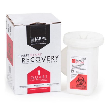 Sharps Compliance Mailback Sharps Container Sharps Compliance White Base 4.5 L X 4.5 W X 6.75 H Inch Vertical Entry 0.25 Gallon - Case of 12 - 10101-012-CS