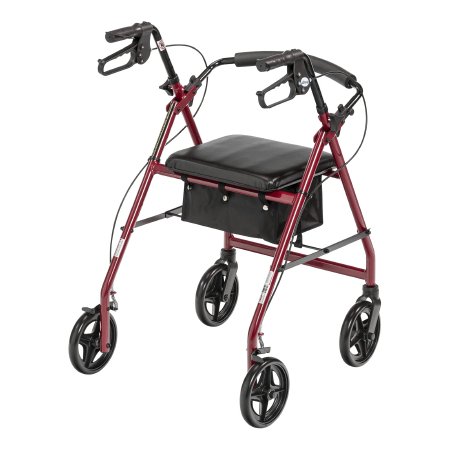 McKesson 4 Wheel Rollator McKesson Red Adjustable Height Aluminum Frame - Case of 1 - 146-R728RD-CS