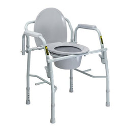 McKesson Commode Chair McKesson Drop Arms Steel Frame Back Bar 13-3/4 Inch Seat Width 300 lbs. Weight Capacity - Case of 1 - 146-11125KD-1-CS