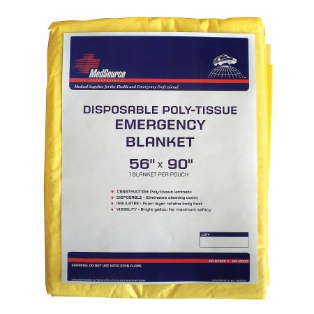 MedSource International Emergency Blanket MedSource 56 X 90 Inch Poly-Tissue - Case of 24 - MS-B300-CS