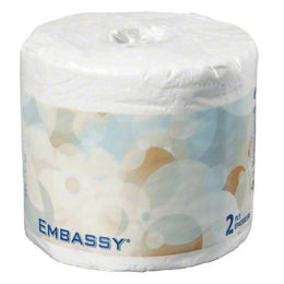 RJ Schinner Co Toilet Tissue Embassy® White 2-Ply Standard Size Cored Roll 500 Sheets 4 X 4-1/4 Inch - Case of 80 - 05780-CS