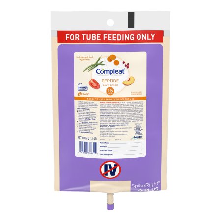 Nestle Healthcare Nutrition Tube Feeding Formula Compleat® Peptide 1.5 Unflavored Liquid 1000 mL Ready to Hang Prefilled Container - Case of 6 - 00043900617152-CS