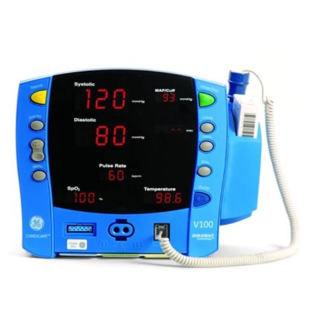 Victori Medical Refurbished Vital Signs Monitor Carecape V100 Monitoring NIBP, SpO2 AC Power / Battery Operated - Each - GEV100BP02T-EA