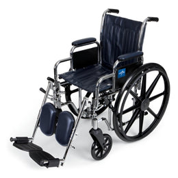 Medline Wheelchair Excel 2000 Dual Axle Desk Length Arm Elevating Legrest Navy Upholstery 16 Inch Seat Width Adult 300 lbs. Weight Capacity - Each - MDS806300N-EA