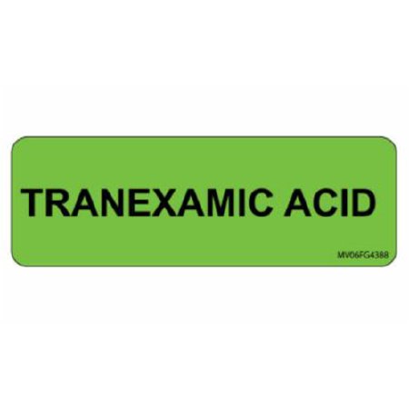 Precision Dynamics Drug Label pdc Anesthesia Label Tape Green Tranexamic Acid Black Medication Name 1 X 2-15/16 Inch - Roll of 1 - MV06FG4388-RL