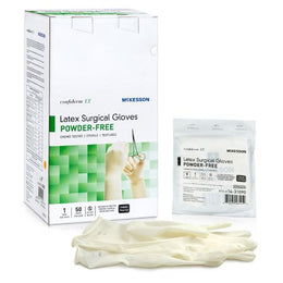 McKesson Surgical Glove Confiderm® LT Size 9 Sterile Latex Standard Cuff Length Fully Textured Ivory Chemo Tested - Case of 200 - 14-31090-CS