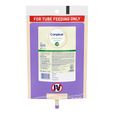 Nestle Healthcare Nutrition Tube Feeding Formula Compleat® Standard 1.4 Cal Vanilla Flavor Liquid 1000 mL Ready to Hang Prefilled Container - Each - 00043900349275-EA