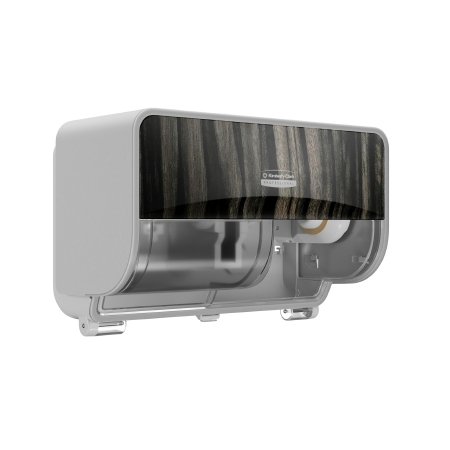 Kimberly Clark Toilet Tissue Dispenser Kimberly-Clark Professional™ ICON™ Ebony Woodgrain Manual Pull 2 Rolls Wall Mount - Case of 1 - 58752-CS
