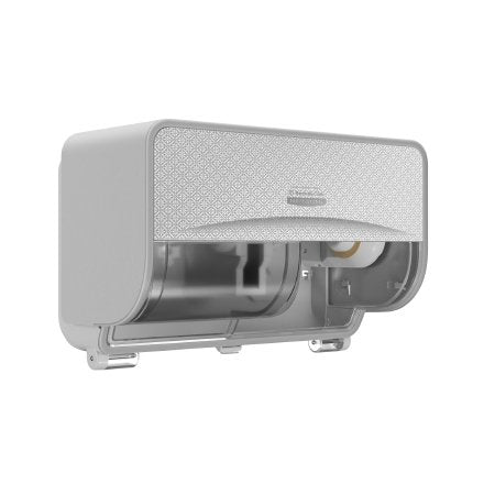 Kimberly Clark Toilet Tissue Dispenser Kimberly-Clark Professional™ ICON™ Silver Mosaic Manual Pull 2 Rolls Wall Mount - Case of 1 - 53698-CS